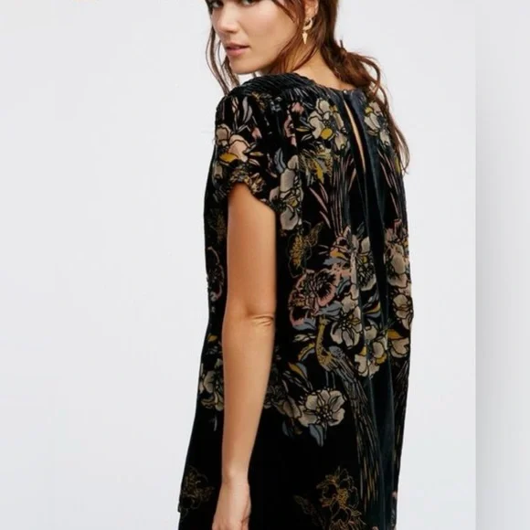 Free People Velvet Mystic Charm Babydoll Mini Long Sleeve Tunic Dress Size S - Picture 2 of 11